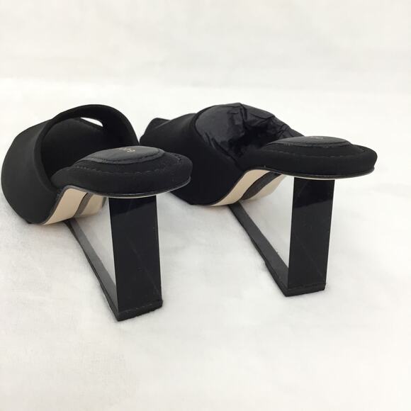 Good American Cinderella black Mules Lucite Heel Wedge Sandals NEW sz 5 - Picture 2 of 5